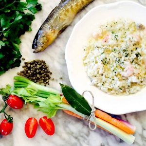 a plate of risotto di go