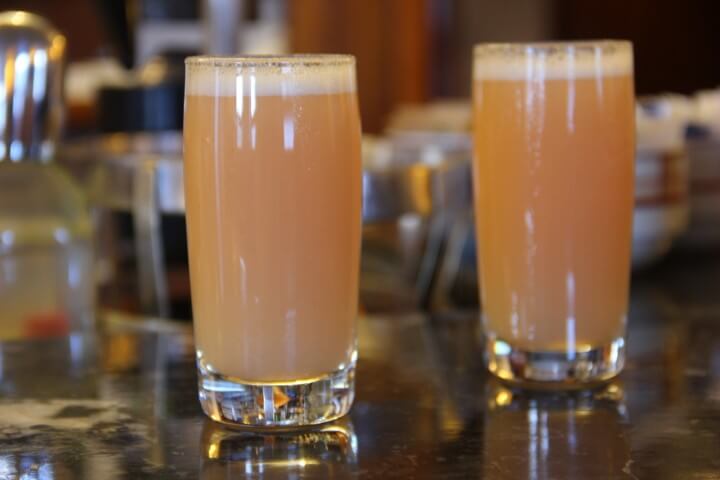 Bellini cocktails in the famous Harry's bar in venice - italy