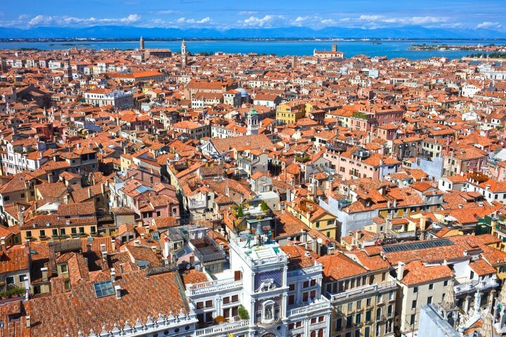 Panoramic view of Venice from San Marco bell tower - Italy