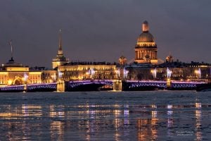 a semi frozen neva river in st petersburg