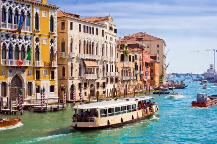 vaporetto ride in venice canal - italy