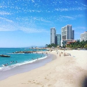 the puerto vallarta skyline with beachside view