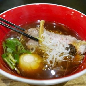 a bowl of michelin star ramen at tsuta tokyo