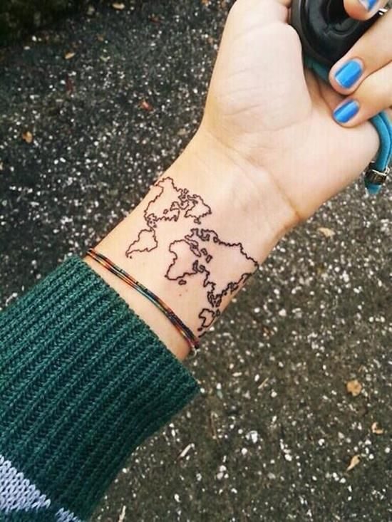 Hand map tattoo