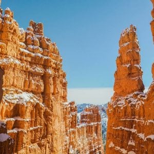 snow covered hoodoos in bryce canyon national park