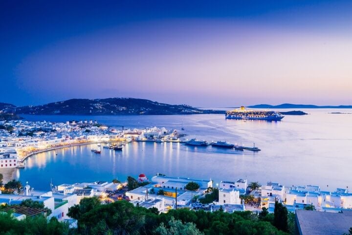 Mykonos view at night