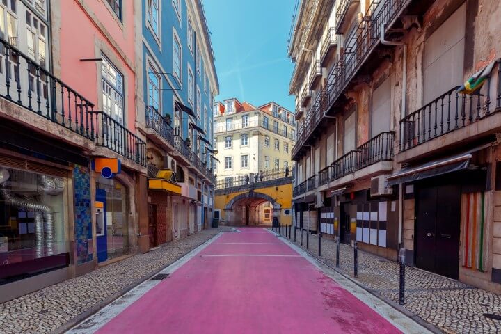 pink street in lisbon - portugal