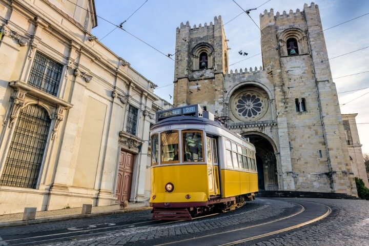 tram 28 in lisbon - portugal