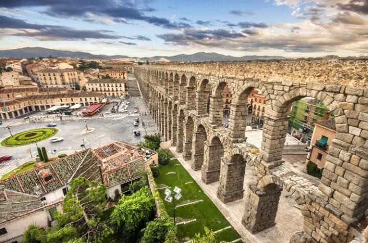 ancient Roman aqueduct in segovia - spain