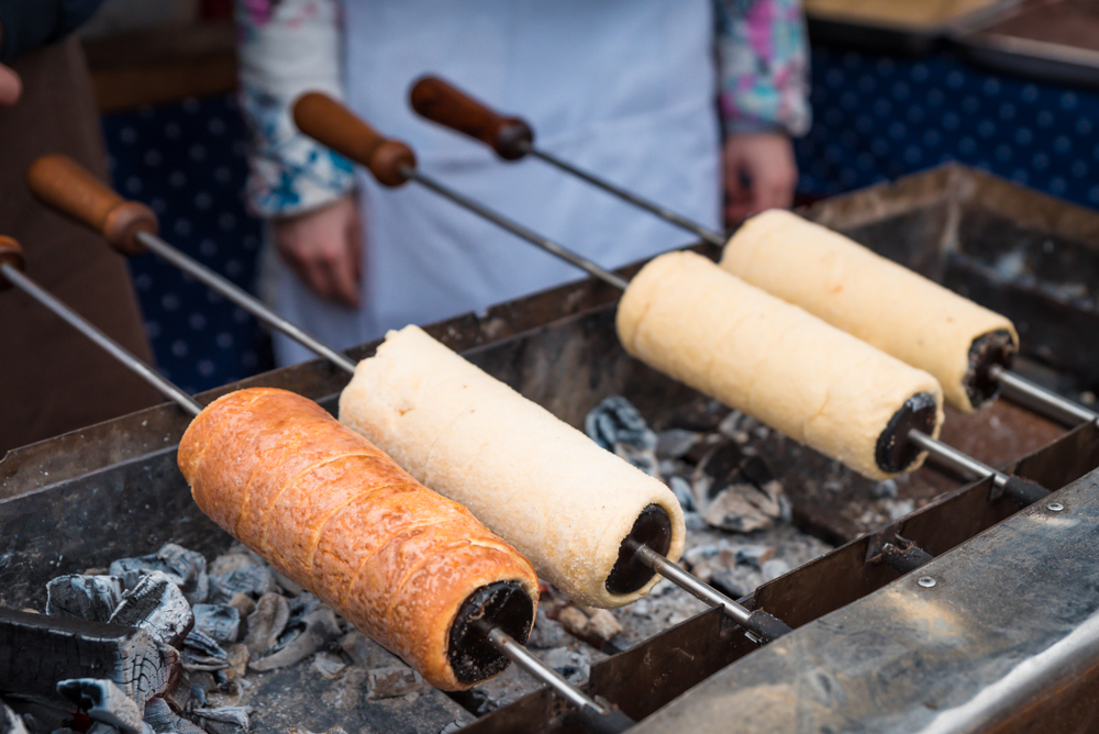 Kürtőskalács also called chimney cakes cocked in charcoals