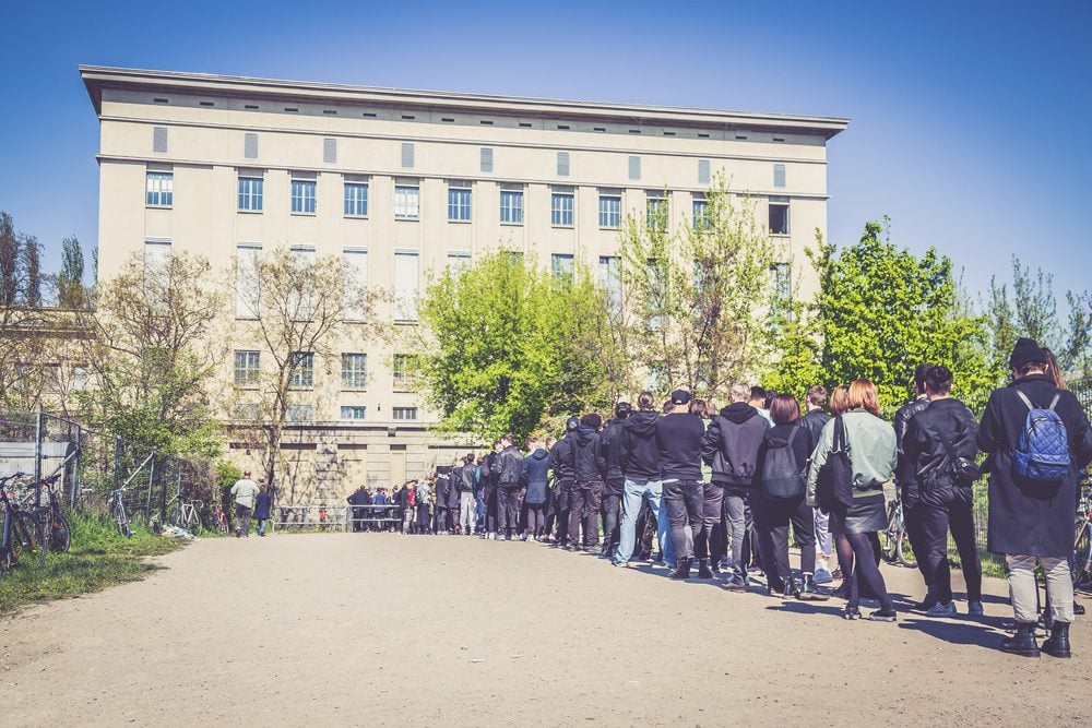 Queue of people at Berghain in Berlin