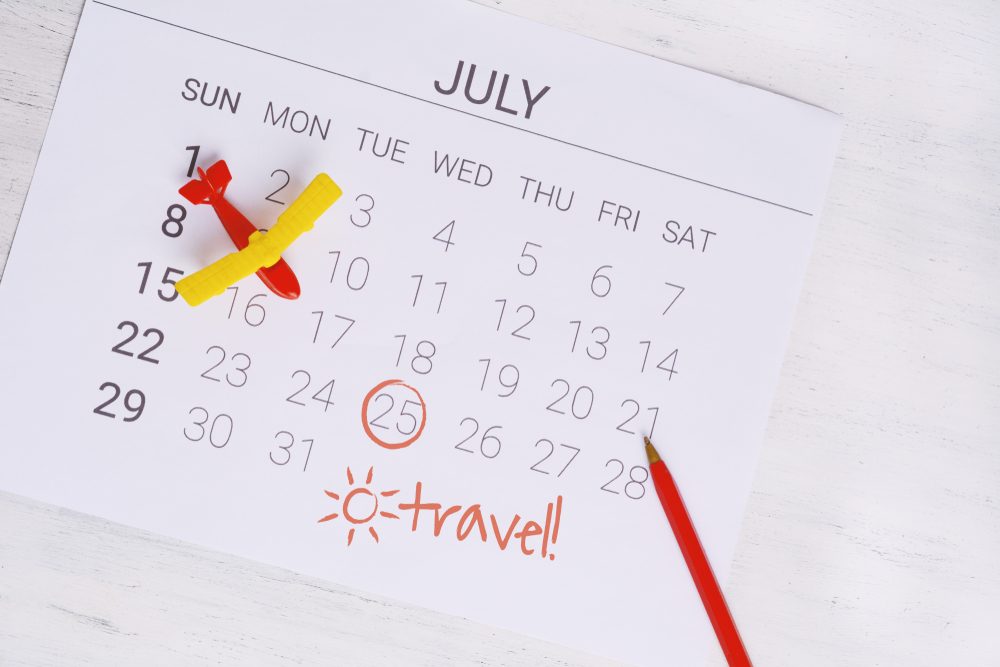 Calendar booking summer travel