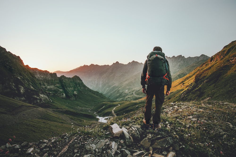 Man hiking a mountain